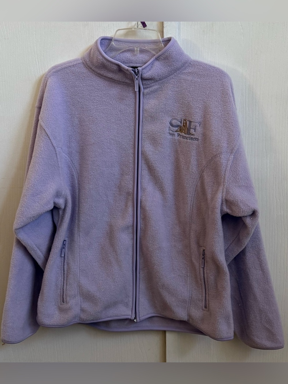 GOGO Light purple full-zip fleece jacket an embroidered San Francisco XXL